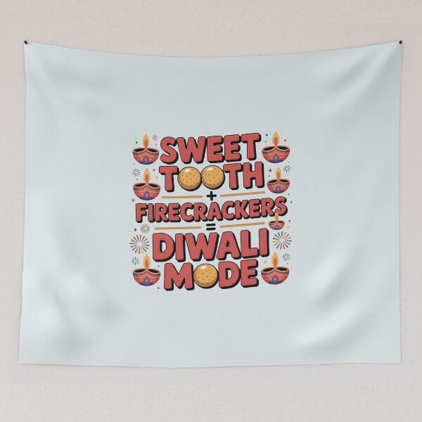 Item preview, Sweet Tooth + Firecrackers = Diwali Mode – Fun Festival Design designed and sold by Jollys-ArtShop.