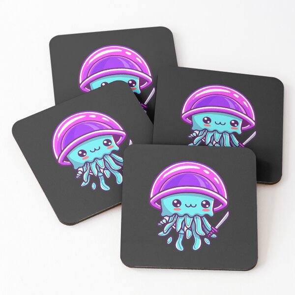 Item preview, Cute Chibi Jellyfish Samurai | Kawaii Neon Samurai Jellyfish Design designed and sold by ColorSplash123.