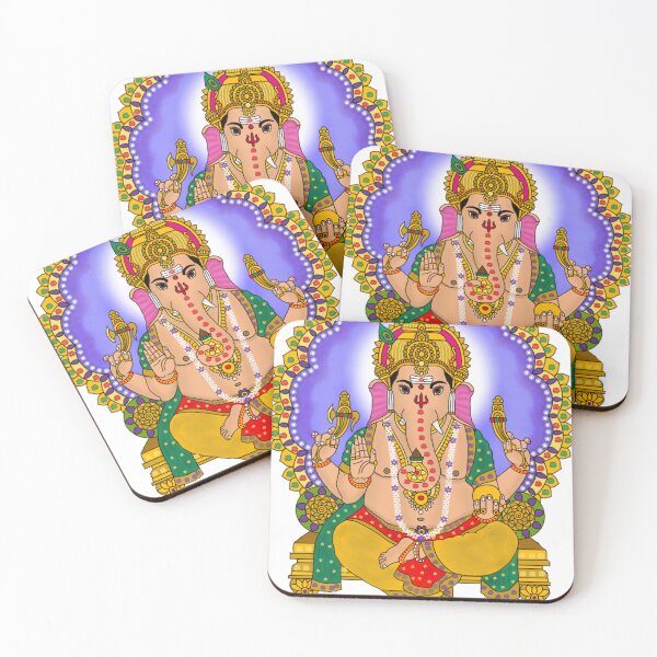 Item preview, Lord Ganesha on Golden Throne Digital Painting | Hindu Devotional Artwork | Spiritual Prosperity Wall Art designed and sold by Harshit_Digital_Arts.