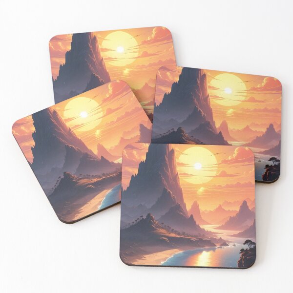 Item preview, sunset scene mountains body lakeside lakeshore designed and sold by delunear1718.