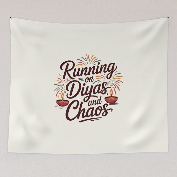 Artikelvorschau, Laufen auf Diyas und Chaos – Lustiges Diwali-Fest-Design entworfen und verkauft von Jollys-ArtShop.