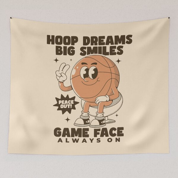 Item preview, Smiling Basketball Character With Peace Gesture designed and sold by adipra.