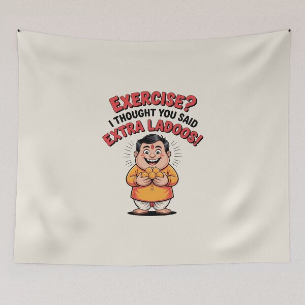 Item preview, Exercise? I Thought You Said Extra Ladoos! – Funny Diwali Design designed and sold by Jollys-ArtShop.