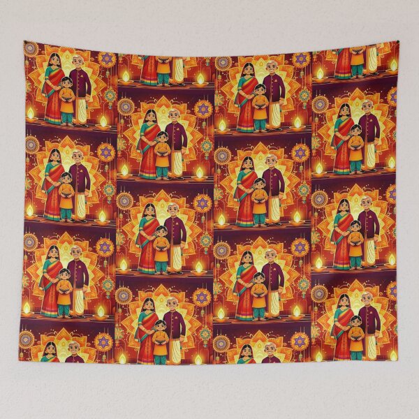 Item preview, Indian Family Celebrating Diwali designed and sold by Mywaymylife.