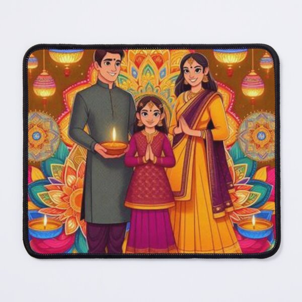 Item preview, Indian Family Celebrating Deepavali designed and sold by Mywaymylife.
