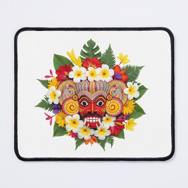 Item preview, Kandyan Dancer Mask with Tropical Flowers – Colorful Folk Art Design designed and sold by SLDavincy.
