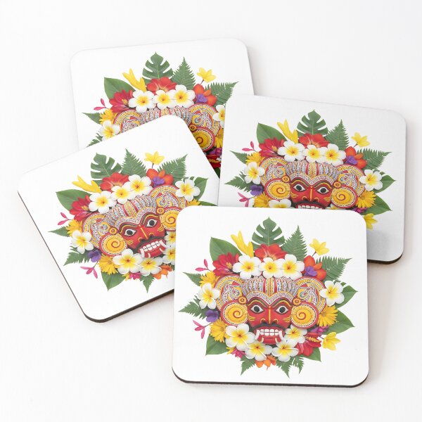 Item preview, Kandyan Dancer Mask with Tropical Flowers – Colorful Folk Art Design designed and sold by SLDavincy.