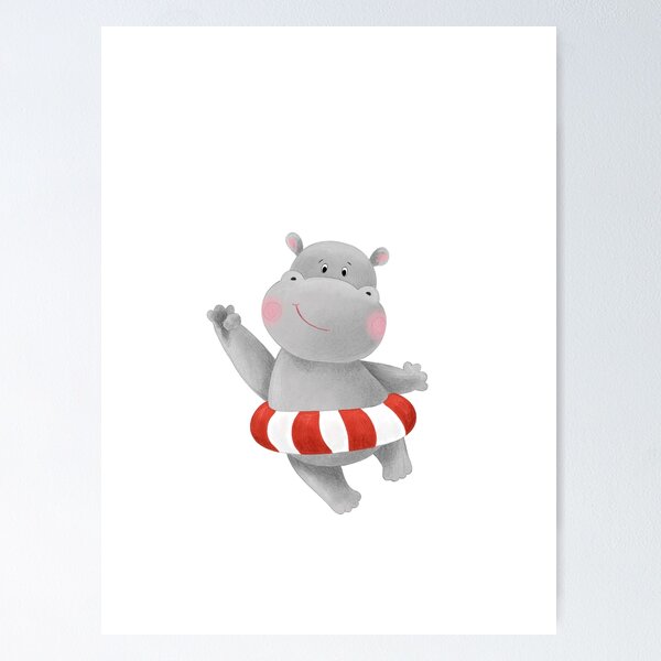 Item preview, Dancing summer hippo designed and sold by Nika Venturini.