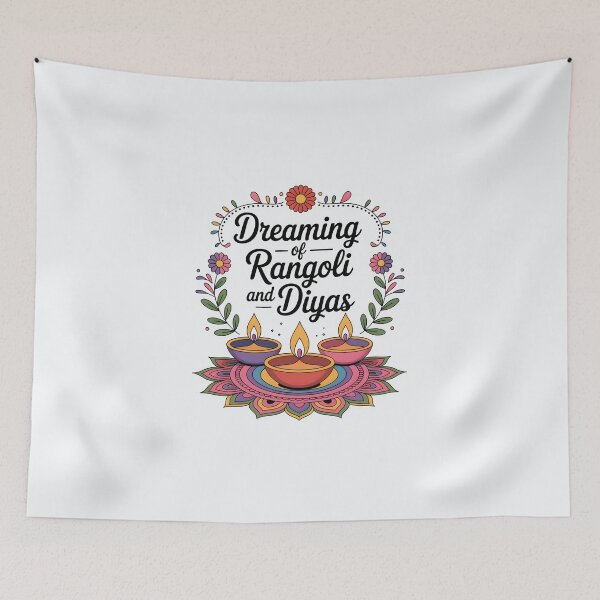 Item preview, Dreaming of Rangoli and Diyas – Aesthetic Diwali Festival Design designed and sold by Jollys-ArtShop.