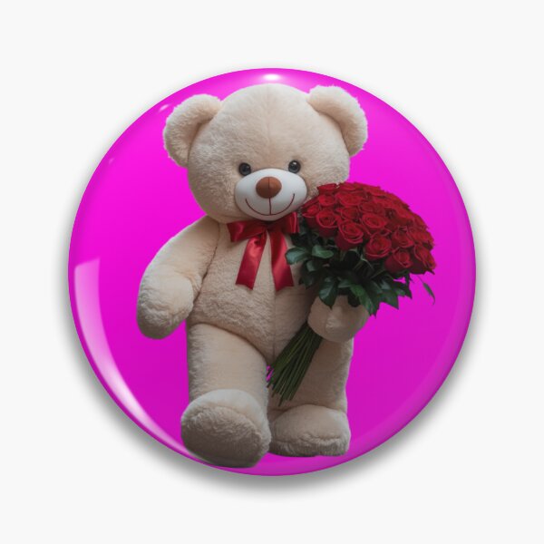 Item preview, Romantic Teddy Bear Holding Red Roses Bouquet designed and sold by PixelVibe782.