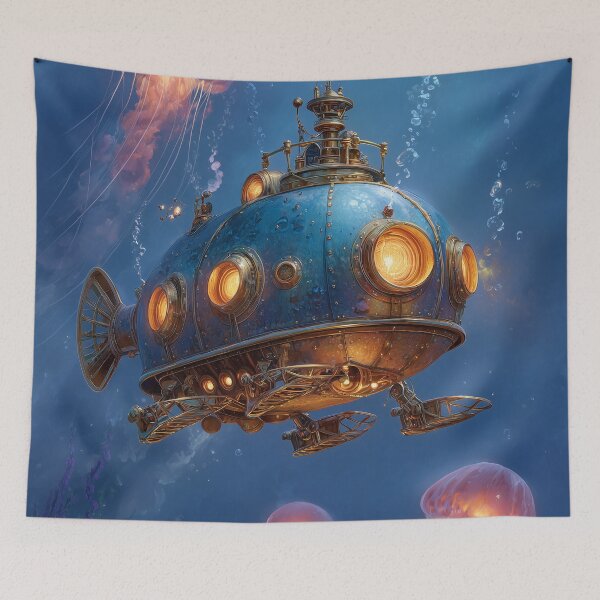 Item preview, Steampunk Submarine Poster designed and sold by ArgentoArt.