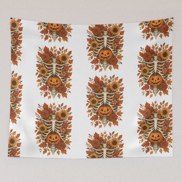 Item preview, Autumn Floral Ribcage & Pumpkin designed and sold by Nacho Average Designs.