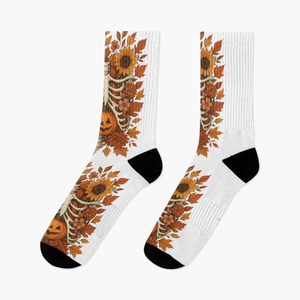 Item preview, Autumn Floral Ribcage & Pumpkin designed and sold by Nacho Average Designs.