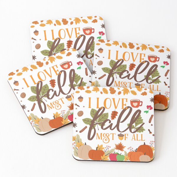 Item preview, I Love Fall Most of All – Autumn Pumpkin & Leaves Quote Design for Cozy Home Décor & Apparel designed and sold by mamawitz.