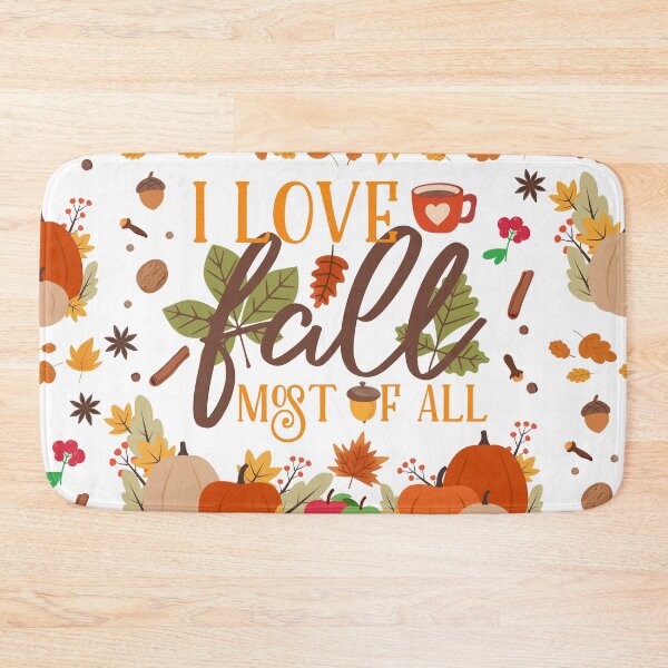 Item preview, I Love Fall Most of All – Autumn Pumpkin & Leaves Quote Design for Cozy Home Décor & Apparel designed and sold by mamawitz.