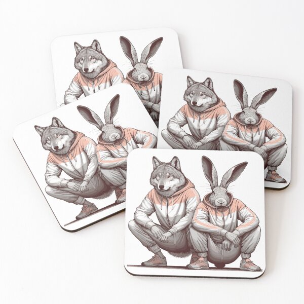 Item preview, Slavic squat Russian squat hare and wolf gift designed and sold by Pineapple-Tree.