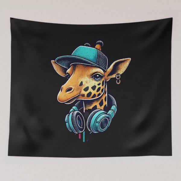 Item preview, Cool Giraffe with Headphones and Cap designed and sold by AwesomeBeyondLimits.