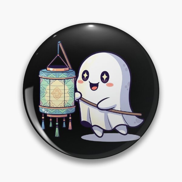 Item preview, Kawaii Ghost with Vesak Lantern – Cute Pastel Illustration designed and sold by SLDavincy.