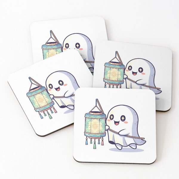 Item preview, Kawaii Ghost with Vesak Lantern – Cute Pastel Illustration designed and sold by SLDavincy.