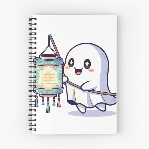 Item preview, Kawaii Ghost with Vesak Lantern – Cute Pastel Illustration designed and sold by SLDavincy.