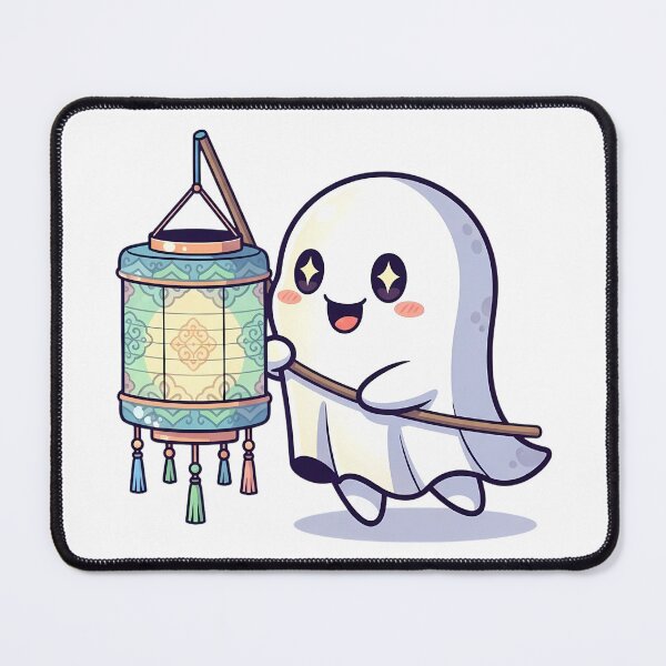 Item preview, Kawaii Ghost with Vesak Lantern – Cute Pastel Illustration designed and sold by SLDavincy.