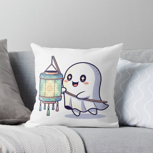 Item preview, Kawaii Ghost with Vesak Lantern – Cute Pastel Illustration designed and sold by SLDavincy.