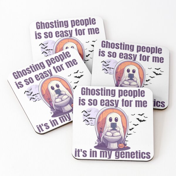 Item preview, Ghosting People is so Easy for me It's in My Genetics | Funny Ghost on Toilet with Phone – Spooky Halloween Meme Design Purple version designed and sold by luckyhue.