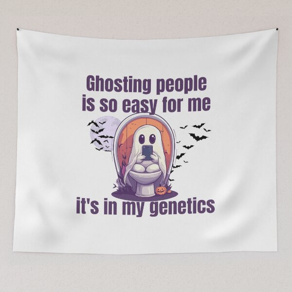 Item preview, Ghosting People is so Easy for me It's in My Genetics | Funny Ghost on Toilet with Phone – Spooky Halloween Meme Design Purple version designed and sold by luckyhue.
