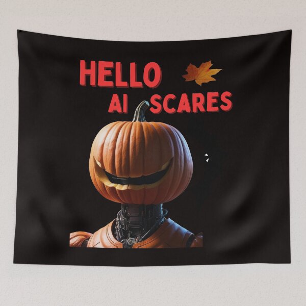 Item preview, Hello AI Scares  T-shirt with an Artificial Intelligence Theme for Halloween designed and sold by MojNetSerwis WWK.