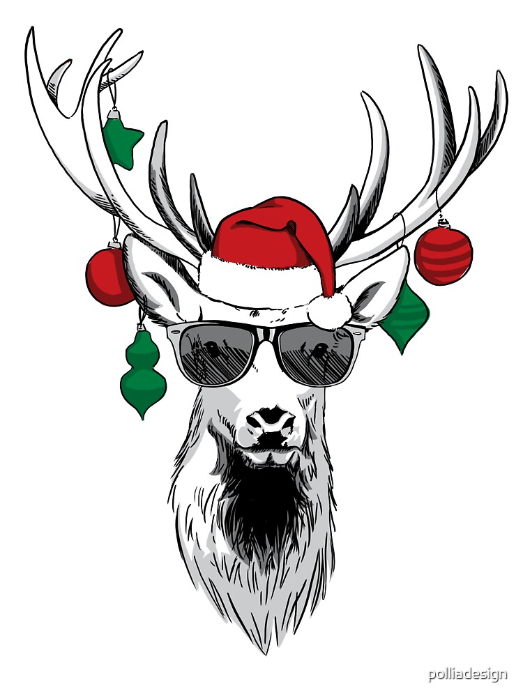 Cool Reindeer with Sunglasses Funny Christmas Cartoon Kids T-Shirt