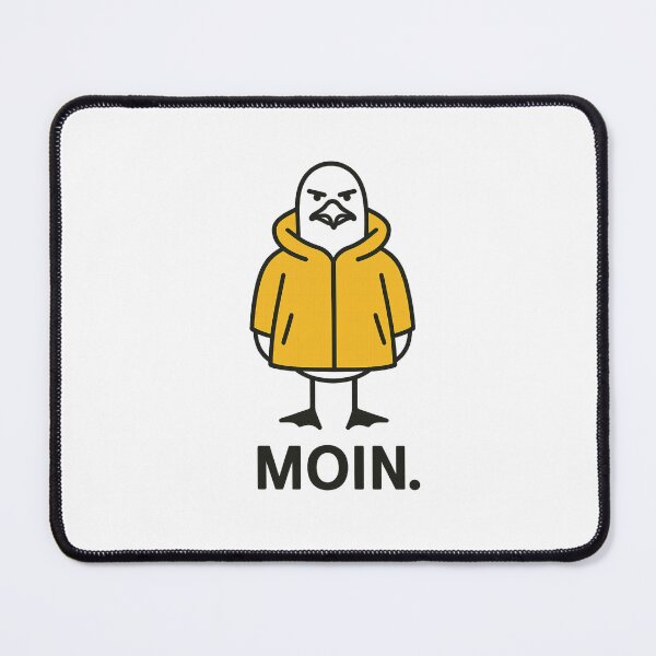 Item preview, Moin Seagull Illustration – Funny coastal design with yellow rain jacket designed and sold by Fies-und-Fein.