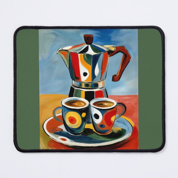 Item preview, Cubist Coffee Art II – Colourful Abstract Moka Pot & Espresso Cups Painting designed and sold by Gino By Design.