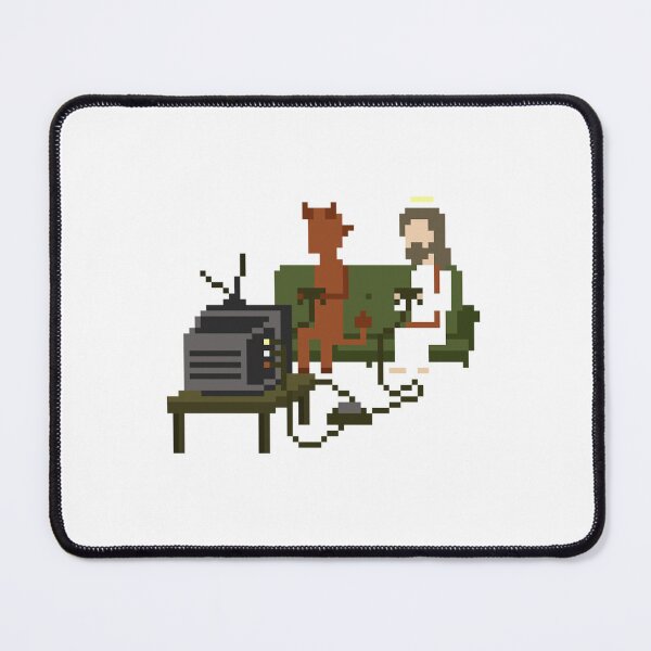 Item preview, Jesus And Devil Playing Video Games Pixel Art designed and sold by TonyJo1.
