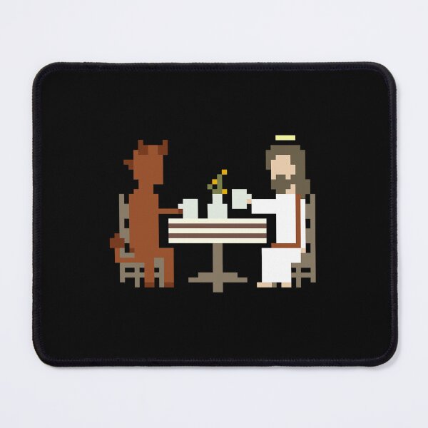 Item preview, Jesus And Devil Having Coffee Pixel Art designed and sold by TonyJo1.