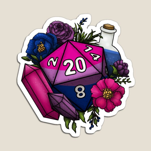 Pride Bisexual D20 Tabletop RPG Gaming Dice Magnet