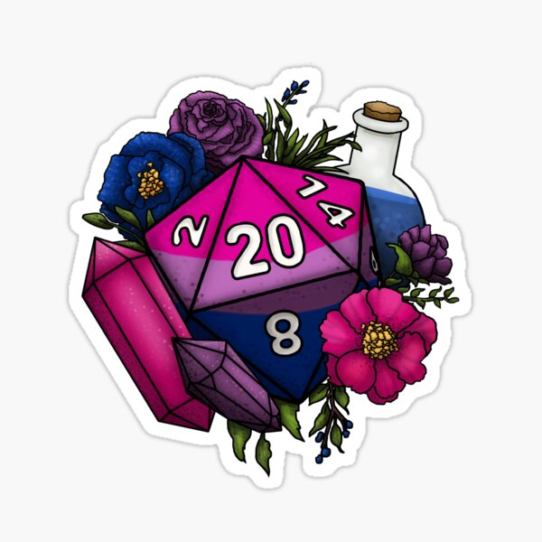 Item preview, Pride Bisexual D20 Tabletop RPG Gaming Dice designed and sold by Kiel Chenier + Cassidy June Art.