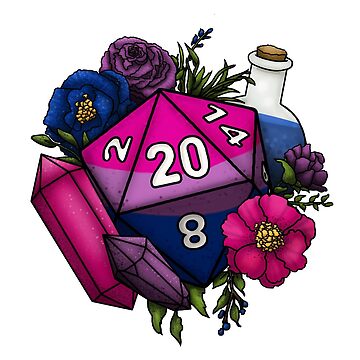 Artwork thumbnail, Pride Bisexual D20 Tabletop RPG Gaming Dice by Kiel Chenier + Cassidy June Art