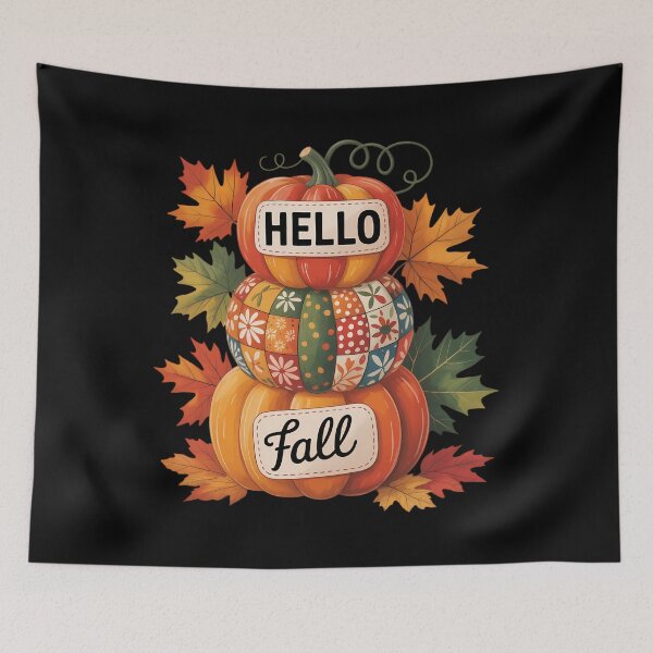 Item preview, Hello Fall Pumpkin Autumn Leaves designed and sold by Sunset4Bones.