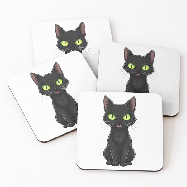 Item preview, GreenCatBlack Cat Illustration with Green Eyes | Spooky Cartoon Art | VLF Design designed and sold by VitalLifeForce.