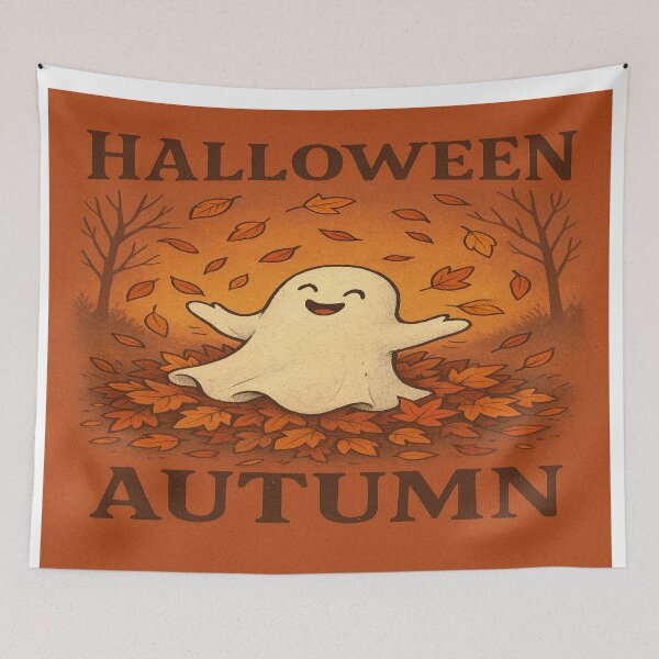 Item preview, Happy Halloween Ghost in Autumn – Cute and Festive Design designed and sold by CL7CasaLibra7.