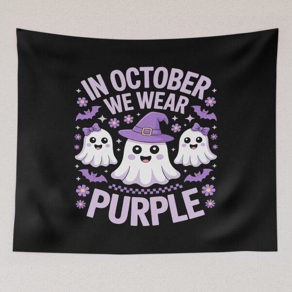 Item preview, In October We Wear Purple Domestic Violence Ghost Halloween designed and sold by JulienAureo.