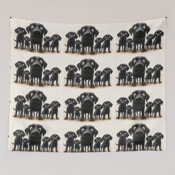 Item preview, Gorgeous Black Labrador Dog Family ' `THe PuPS ' BY SHiRLeY MacARTHuR designed and sold by Shirley MacArthur Art.