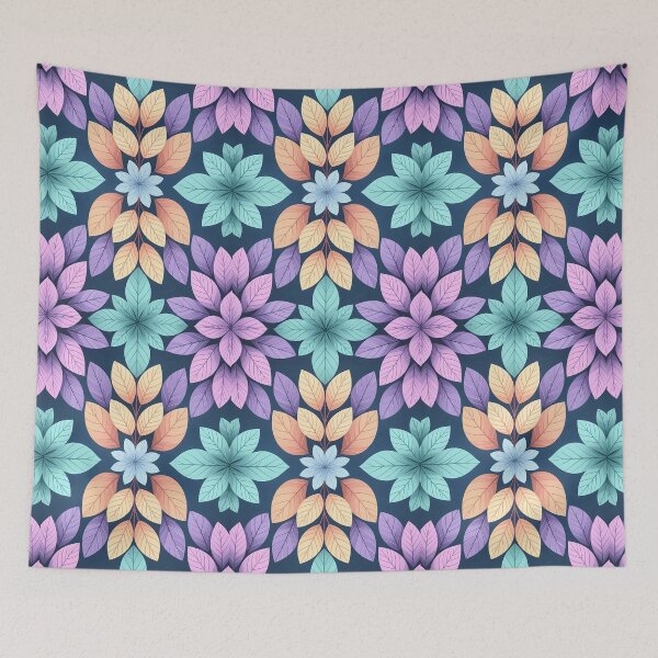 Item preview, Colorful, Flowers & Leaves, Abstract Artistic Stylize, Symmetrical Repeated Texture Pattern (image size 8320x12480) designed and sold by Digital-Davinci.