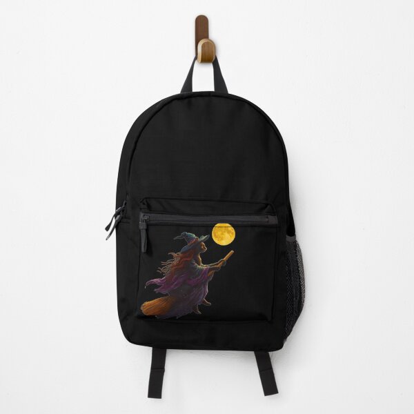 Item preview, Witch Cat Flying on Broomstick with Full Moon designed and sold by MysticArcana.