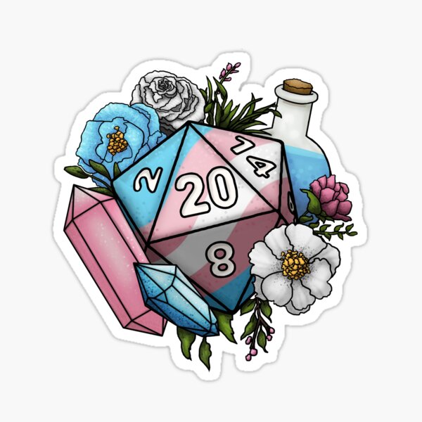 Item preview, Pride Transgender D20 Tabletop RPG Gaming Dice designed and sold by Kiel Chenier + Cassidy June Art.