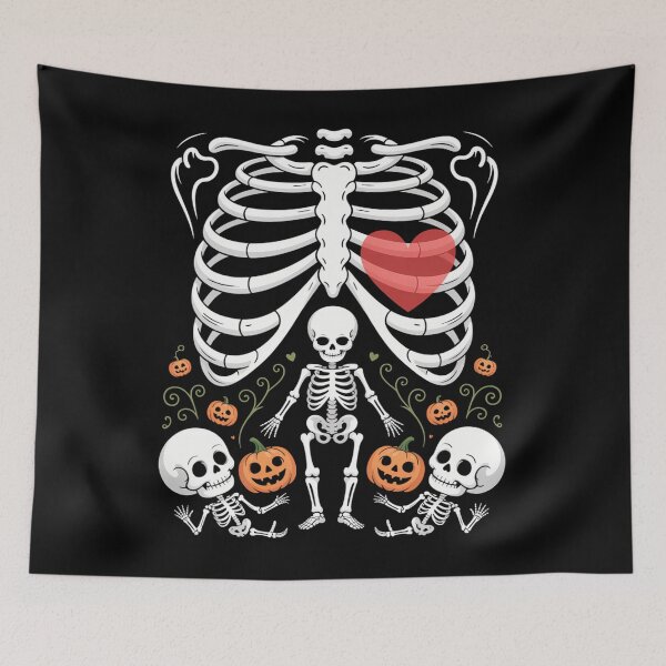 Item preview, Pregnant Skeleton Twin Pregnancy Halloween Baby Announcement designed and sold by brynatshop.