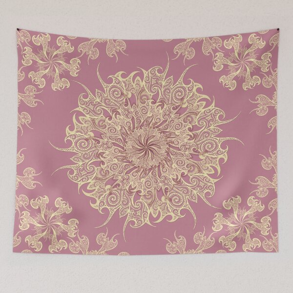 Item preview, Oriental Tattoo Mandala - gold on rose pink designed and sold by pearlposition.