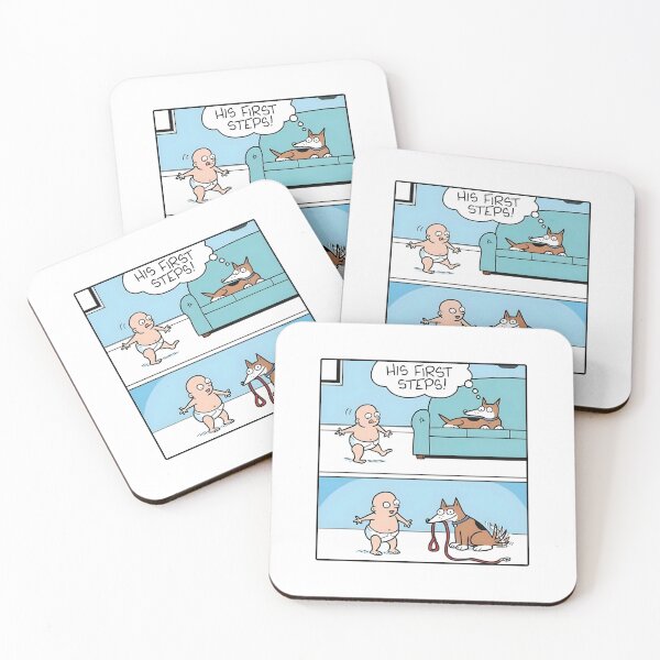 Item preview, Funny Baby First Steps | Dog Walks Baby Comic designed and sold by Colorful-Garden.