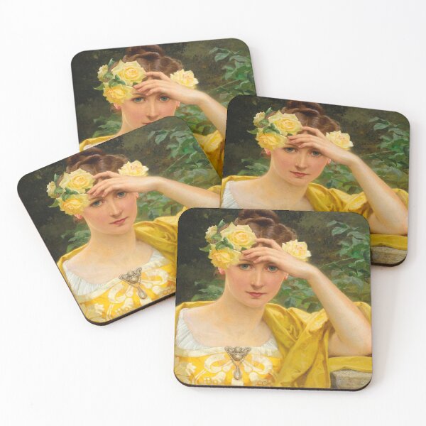 Item preview, Young Woman in Yellow – Jeune fille en jaune – Élisabeth Sonrel 1900s// Public Domain designed and sold by Vernissage-dart.