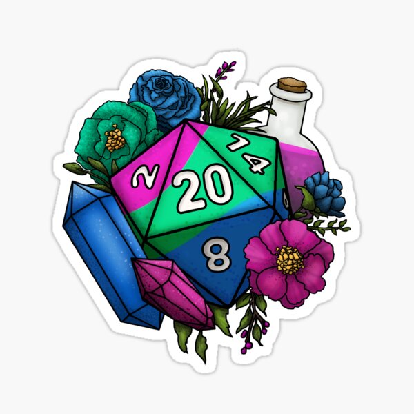 Pride Polysexual D20 Tabletop RPG Gaming Dice Sticker